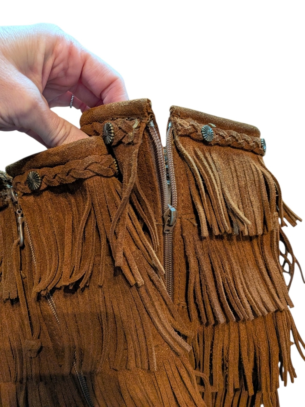 Minnetonka Chestnut Fringe Suede Knee Boots - Picture 9 of 16